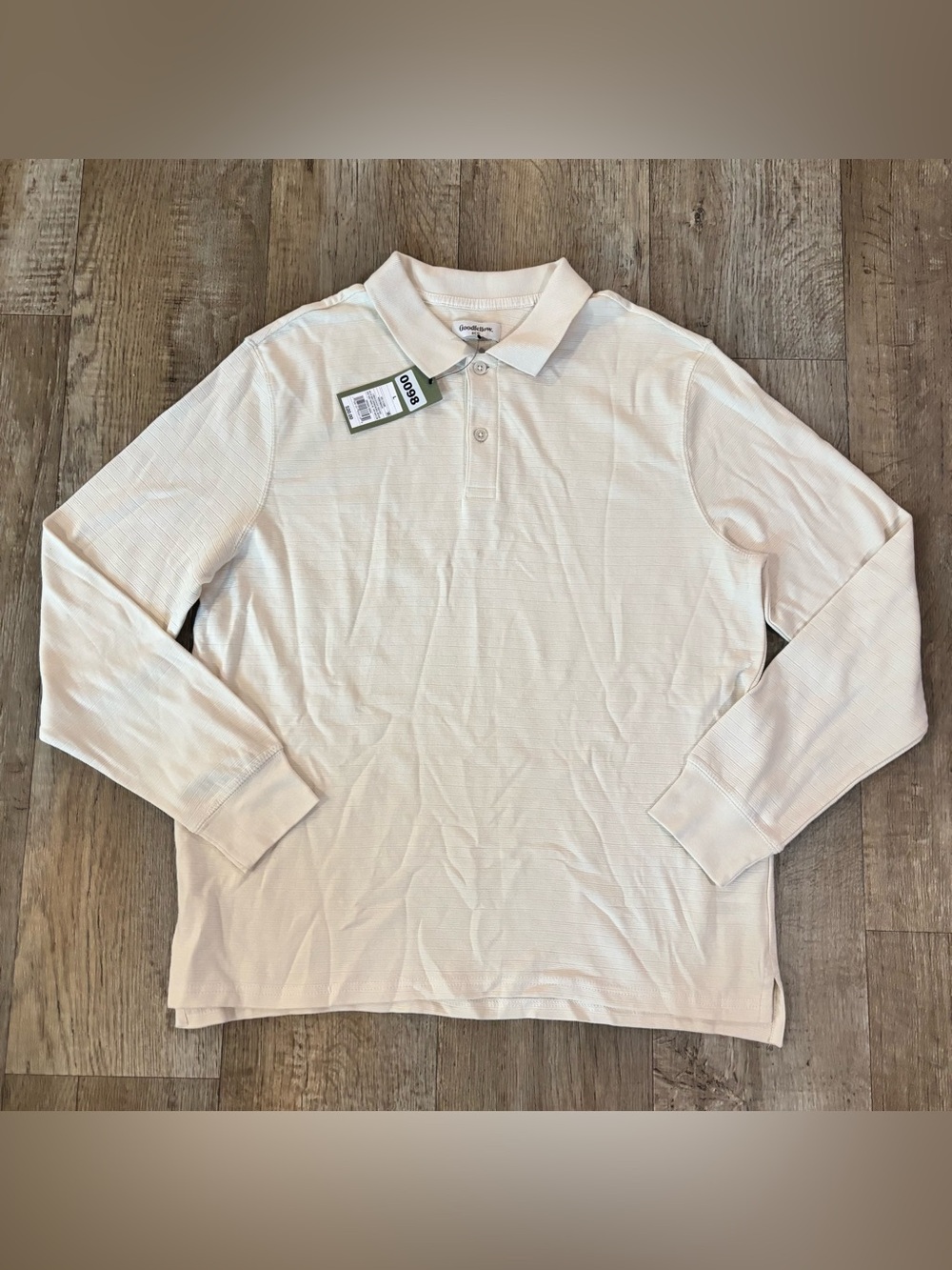 Goodfellow & Co Men’s Cotton Long Sleeve Polo shirt in Ivory size large